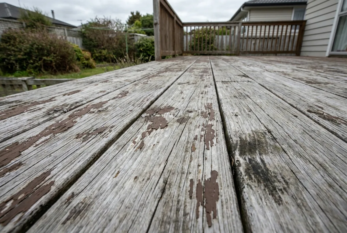Illustrative image: Wood deck staining before